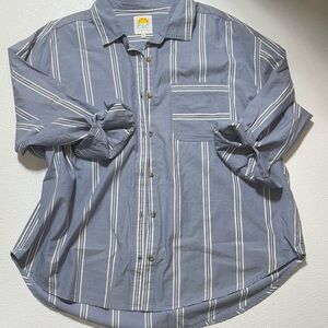 C&C California Men's Blue and White Striped Shirt